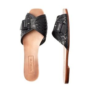 EITHER/OR- The Buckle Slide in Black Woven Leather. Size 10